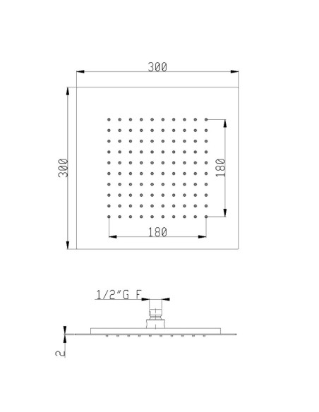 Shower head 300x300  mm, shower harm 350mm and shower hand