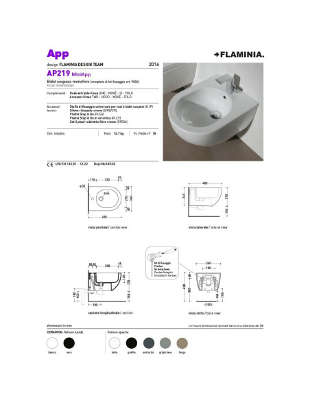 Flaminia MiniApp wall hung Bidet | Quaranta Ceramiche