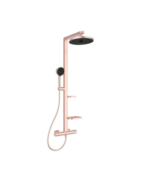 Ideal Standard ALU+ thermostatic shower column, 2 shelves, hand shower and shower head