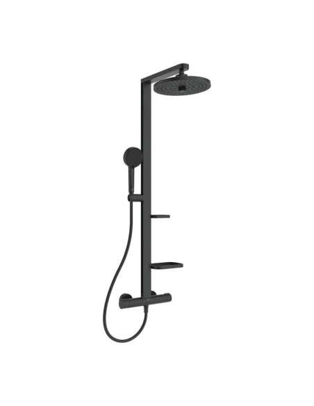 Ideal Standard ALU+ thermostatic shower column, 2 shelves, hand shower and shower head
