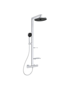 Ideal Standard ALU+ thermostatic shower column, 2 shelves, hand shower and shower head