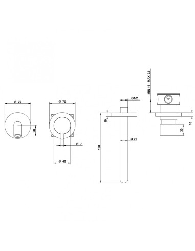 TIME2020 BASIC wall-mounted stainless steel sink mixer 19 cm