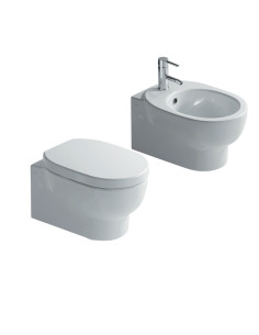 Galassia M2 mini wall-hung sanitary ware 46 cm, toilet, bidet and soft close toilet seat