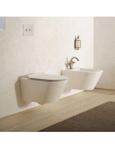 Catalano Zero 55 Wall-Hung Sanitary Ware, Silentech toilet, bidet, and soft-close toilet seat in satin white
