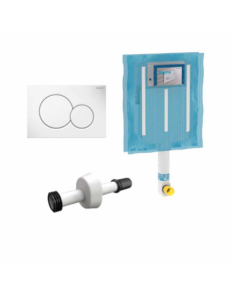 Geberit Cassetta da Incasso Sigma 8 con placca bianca e canotto