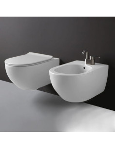 Flaminia App matt white (MILK) GoSilent toilet bidet and slim soft close seat