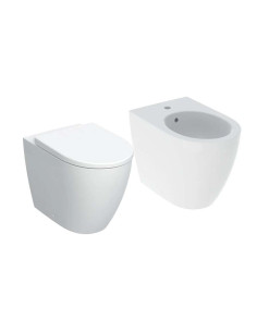 Geberit Icon Back to Wall Sanitaryware Rimfree WC bidet and soft close seat