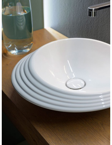 Flaminia Spire+ 48 countertop washbasin with relief decoration