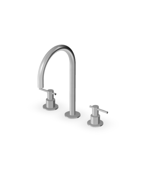 Zucchetti Helm Three-hole basin mixer brushed stainless steel