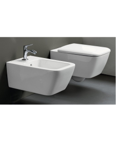 Geberit Icon Square Wall-hung sanitaryware Rimfree toilet, bidet and soft close toilet seat