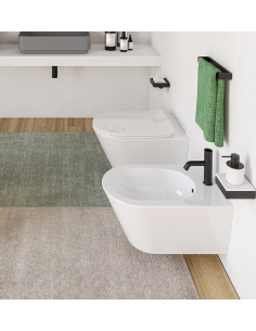 Ceramica Cielo Mare Wall-hung sanitary ware, rimless toilet, bidet and slim slow-closing toilet seat
