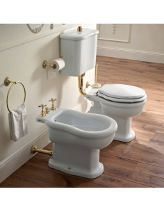 Sbordoni Palladio Traditional sanitary ware toilet with floor outlet, bidet and toilet seat