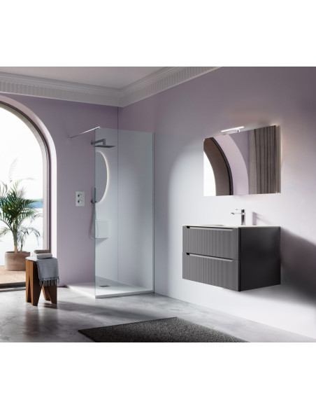 100 cm Sky suspended bathroom cabinet composed of two drawers in a matt grey finish