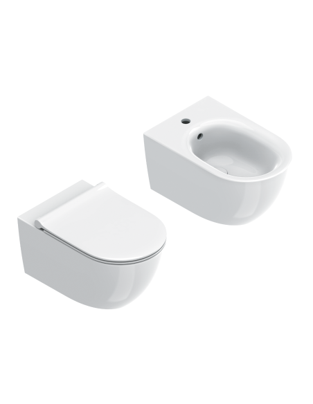 Catalano Sfera 55 Wall-hung sanitary ware, Silentech toilet, bidet, slim slow-closing toilet seat