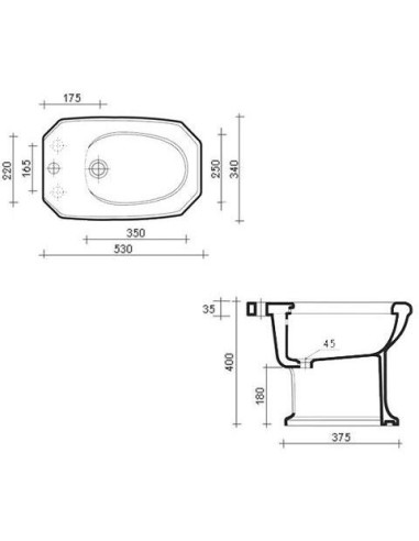 Sbordoni Romana Bidet floor standing retro style white