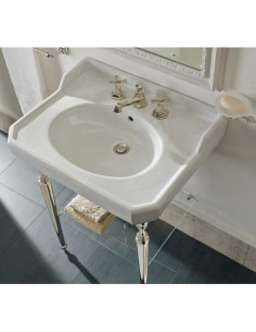Sbordoni Romana Classic style console sink in white ceramic 90x56 cm (metal structure excluded)