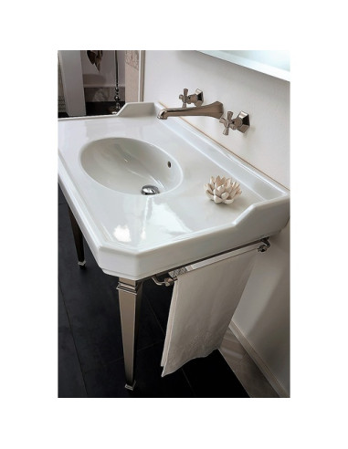 Sbordoni Romana Classic style console sink in white ceramic 90x56 cm (metal structure excluded)
