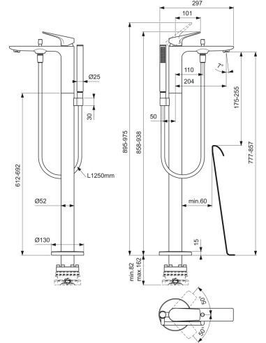 Ideal Standard La Dolce Vita Freestanding bath mixer