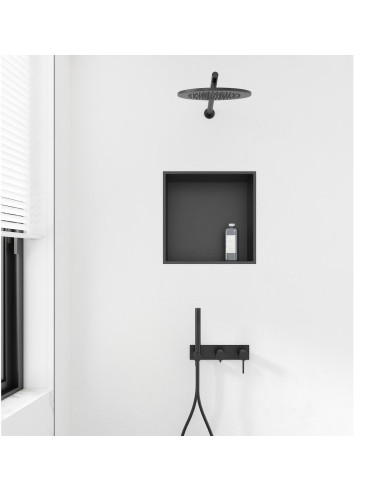 Stainless Steel Shower Niche 30 cm Built-in Matt Black