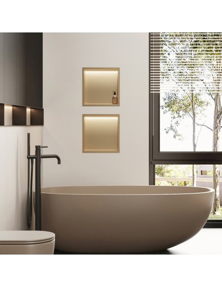 Stainless Steel Shower Niche 30 cm Built-in Brushed Gold