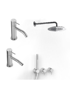 Zazzeri Z316 Stainless Steel AISI316 Washbasin mixer, bidet mixer, built-in shower, hand shower with Aquaelite arm-shower head