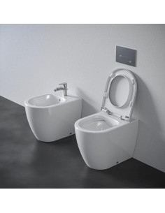 Ideal Standard Ellisse Rimless back to wall toilet, bidet and wraparound soft close toilet seat