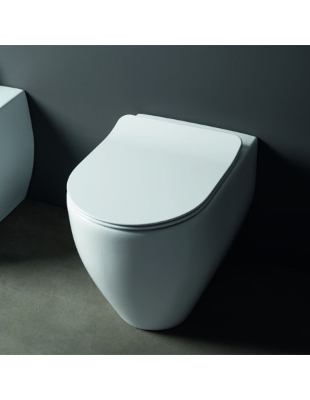 Kerasan Flo 53 Norim back-to-wall toilet, bidet, slim soft-closing toilet seat