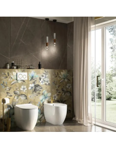 Kerasan Flo 53 Norim back-to-wall toilet, bidet, slim soft-closing toilet seat