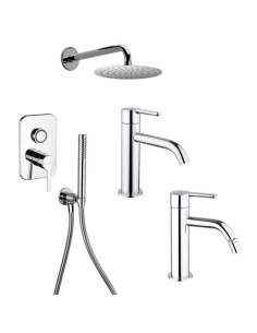 Paini Trenta Chrome Shower, Sink, and Bidet Faucet Kit