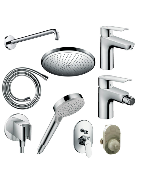 Hansgrohe Kit Focus Taps Washbasin, Bidet, Shower