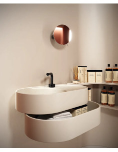 Galassia T65 Oval Wall-Mounted Sink in Matte White with Drawer