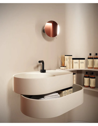 Galassia T65 Oval Wall-Mounted Sink in Matte White with Drawer