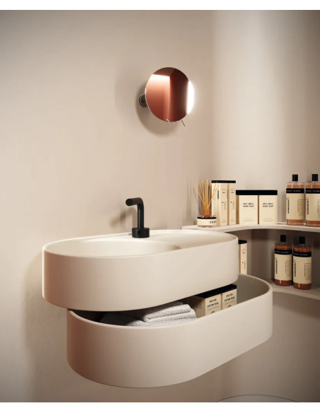 Galassia T65 Oval Wall-Mounted Sink in Matte White with Drawer