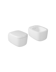 Galassia Susi Wall-Hung Sanitary Ware, Matt White, Rimless Toilet, Bidet, and Soft-Close Seat