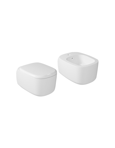 Galassia Susi Wall-Hung Sanitary Ware, Matt White, Rimless Toilet, Bidet, and Soft-Close Seat