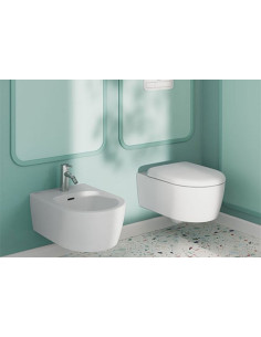 Villeroy & Boch Skyla Wall-Hung Sanitary Ware with TwistFlush Toilet, Bidet, and Soft-Close Seat