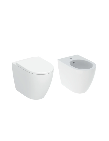 Geberit Icon back-to-wall toilet, turboflush toilet, bidet, and soft-closing seat
