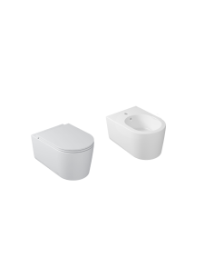 Galassia Core wall-hung sanitary ware: vortex-flush toilet, bidet, and soft-closing seat and cover