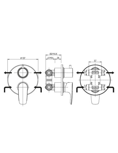 Paini Kit Smart miscelatore lavabo, bidet e doccia incasso con deviatore