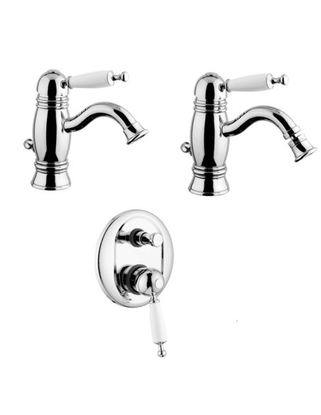 kit Retro miscelatore lavabo, bidet e doccia incasso c/deviatore