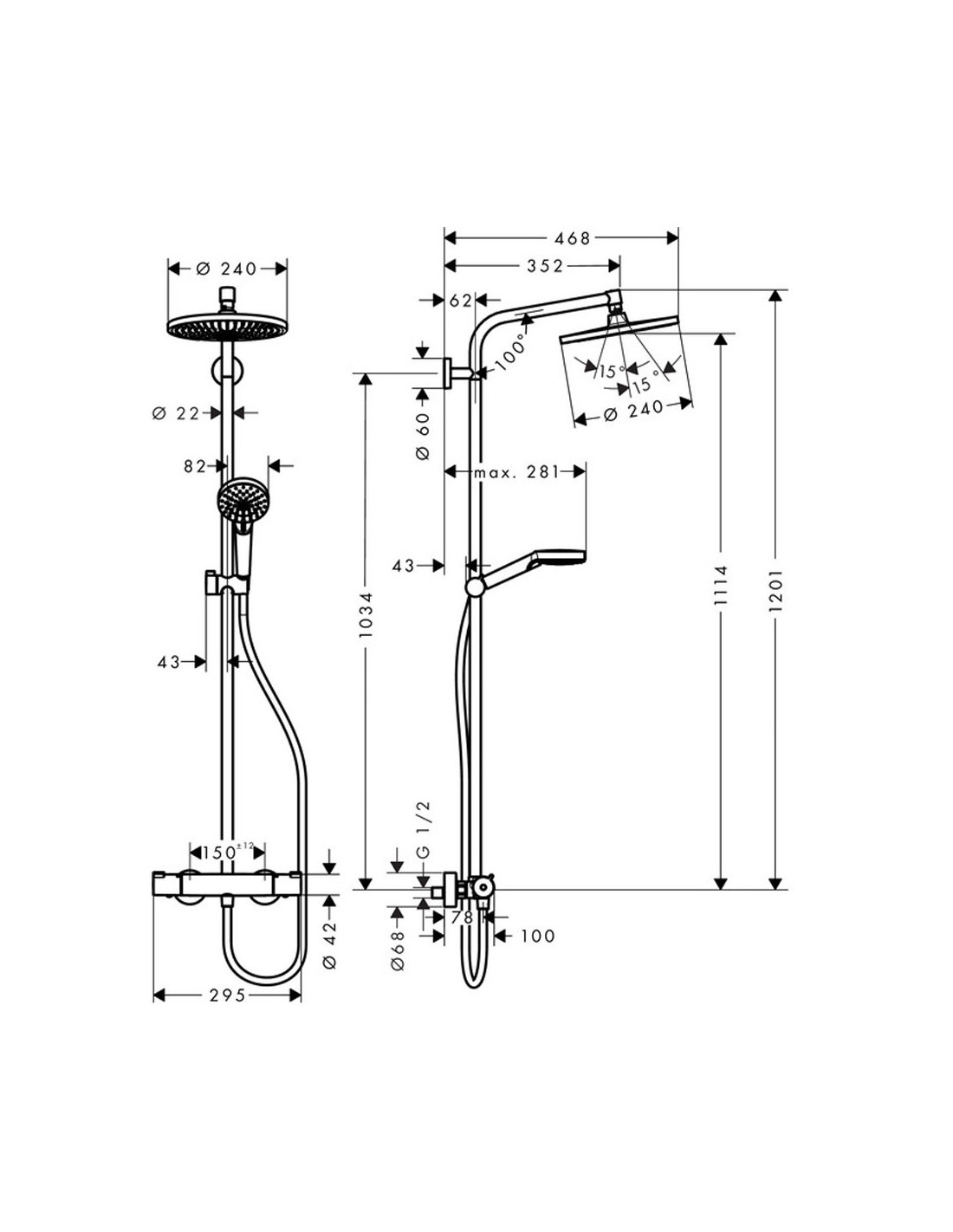 Душевая система высота. 27267000 Hansgrohe. 27271000 Д/С Терм д/душа Crometta e240 1jet вынос 350 Showerpipe Hansgrohe. Душевая стойка Hansgrohe Crometta s 240 1jet Showerpipe. Душевая стойка HG Crometta 27271000.