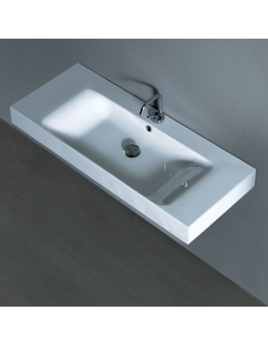 Lavabo in ceramica sospeso rettangolare cm 140 Kerasan serie Cento