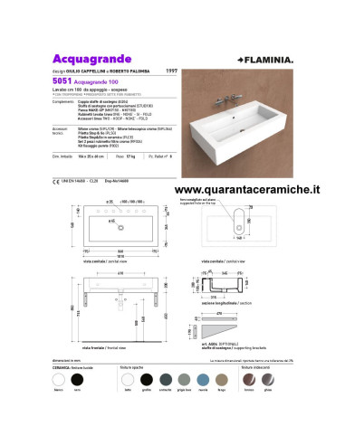Flaminia coppia staffe di sostegno per lavabo sospeso Acquagrande