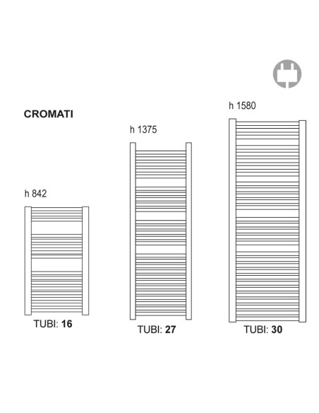 Termoarredo elettrico Lazzarini Cortina cromato con termostato 1375x480