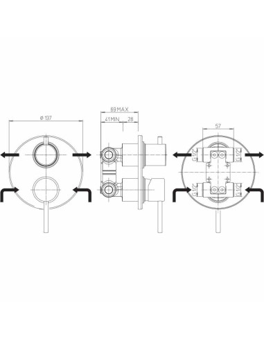 Paini Cox kit miscelatore lavabo, bidet e doccia incasso con deviatore