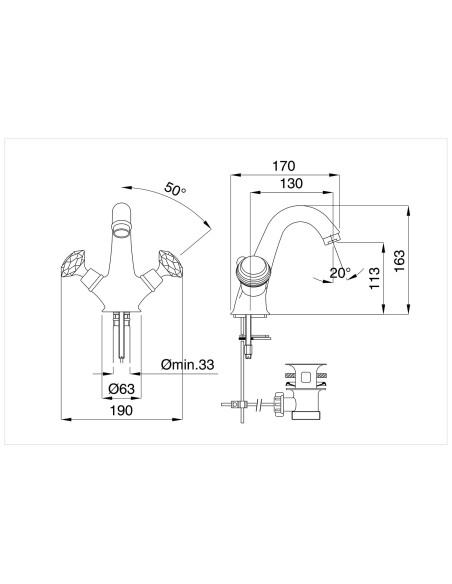 Bugnatese Axo Eternity kit monoforo lavabo e bidet
