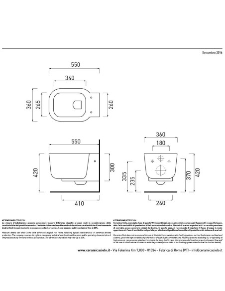 Sanitari sospesi Cielo Cubika vaso bidet e coprivaso rallentato