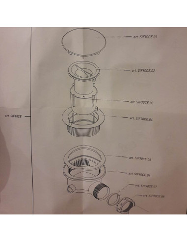Sifone per p.doccia 90mm ceramica bianca
