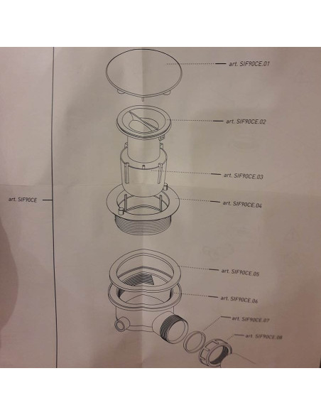 Sifone per p.doccia 90mm ceramica bianca