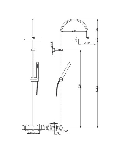Paini kit colonna doccia termostatica tonda, miscelatore lavabo e miscelatore bidet